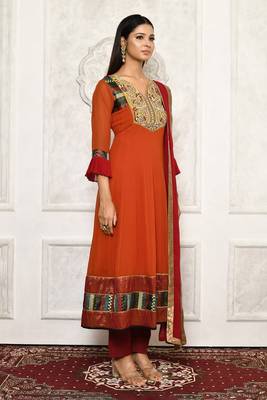 Orange embroidered georgette salwar 2