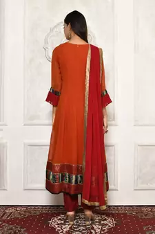 Orange embroidered georgette salwar