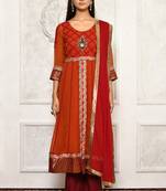 Orange embroidered georgette salwar