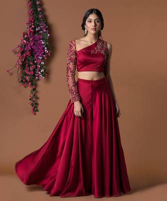 Ruby Flared Pants And Embroidered Crop Top Set 1