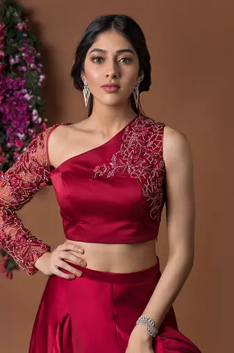 Ruby Flared Pants And Embroidered Crop Top Set