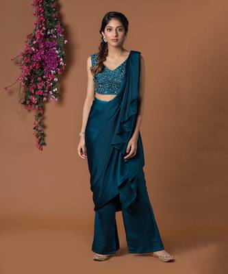 Topaz Draped Pants Sari Set 1
