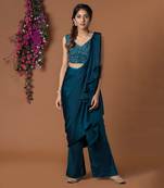 Topaz Draped Pants Sari Set