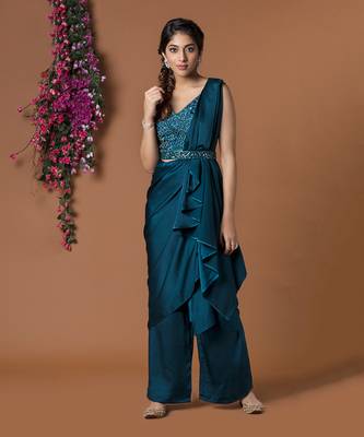 Topaz Draped Pants Sari Set 2