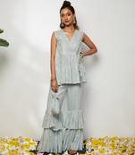 Powder Blue Afsa Pant Set 