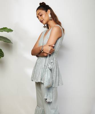 Powder Blue Afsa Pant Set  4