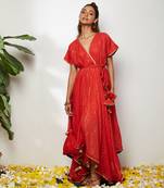 Red Samrina Asymmetrical Dress