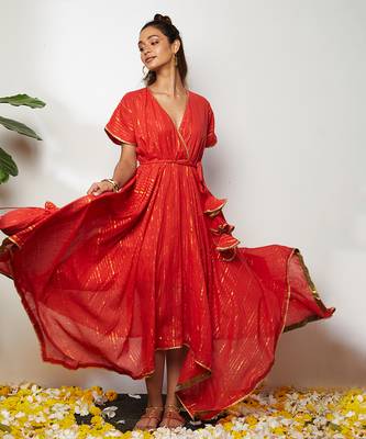 Red Samrina Asymmetrical Dress 2