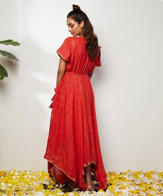 Red Samrina Asymmetrical Dress 3
