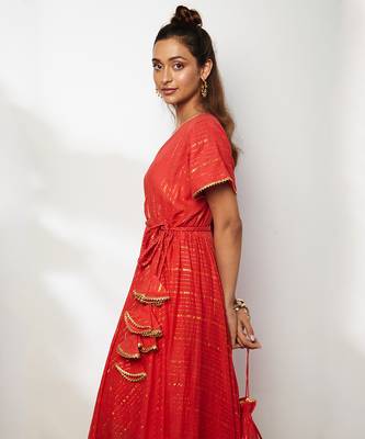 Red Samrina Asymmetrical Dress 5