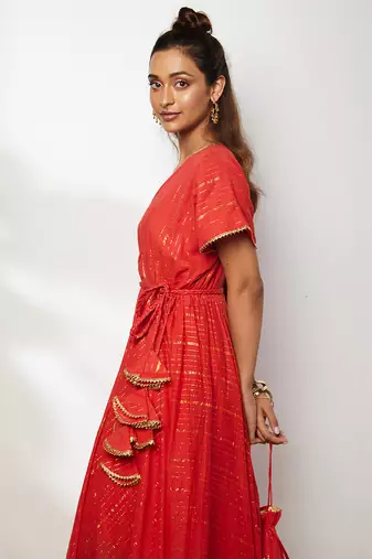 Red Samrina Asymmetrical Dress