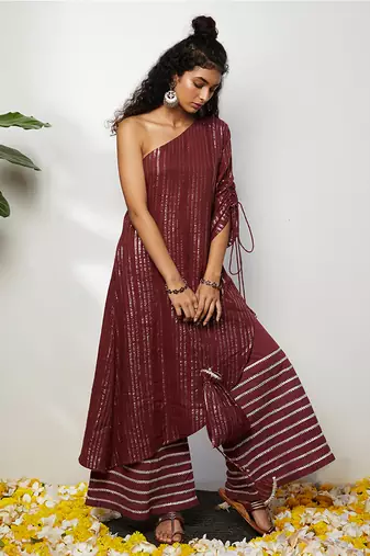Wine Siza Pant Set