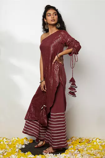 Wine Siza Pant Set