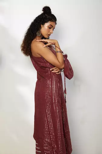 Wine Siza Pant Set