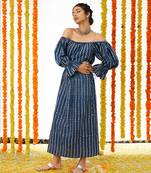 Blue Long off Shoulder Dress