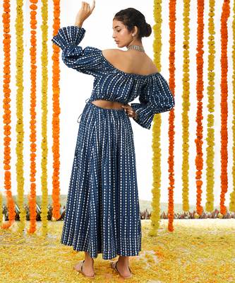 Blue Long off Shoulder Dress 3