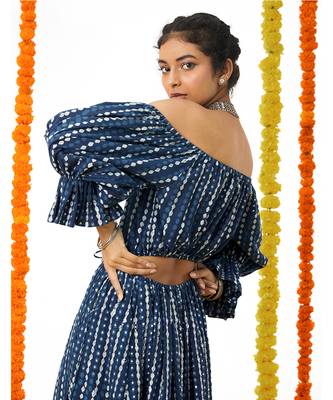 Blue Long off Shoulder Dress 5