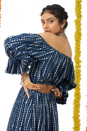 Blue Long off Shoulder Dress