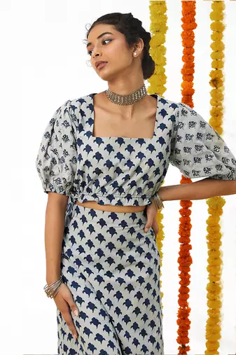 BLUE Crop Top & Skirt