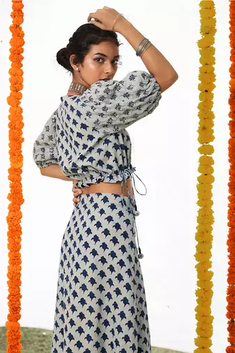 BLUE Crop Top & Skirt