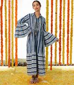 BLUE Long Dress With Bell Sleeves