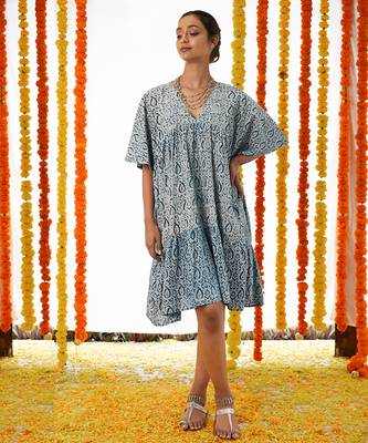 BLUE  Dress With Dolman Sleeves 1