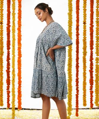 BLUE  Dress With Dolman Sleeves 3