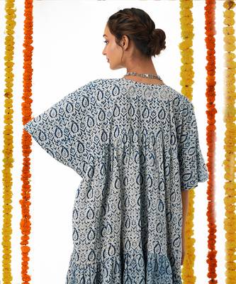 BLUE  Dress With Dolman Sleeves 4