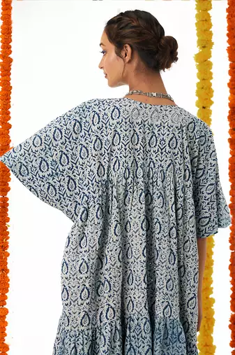 BLUE  Dress With Dolman Sleeves