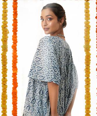 BLUE  Dress With Dolman Sleeves 5