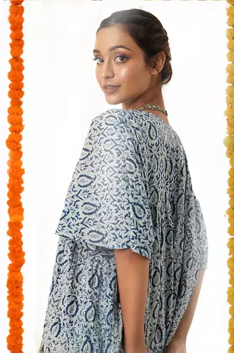 BLUE  Dress With Dolman Sleeves