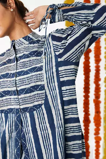BLUE Mandarin Shirt And Pant Set