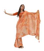  orange embroidered georgette saree with blouse