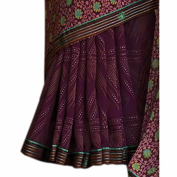  purple printed georgette saree with blouse 2