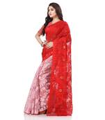 White woven cotton saree with blouse