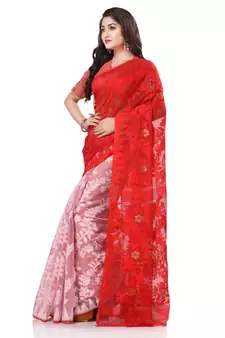 White woven cotton saree with blouse