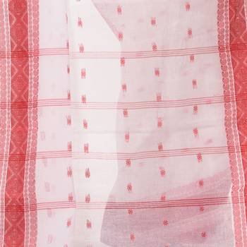 White woven cotton saree with blouse 3