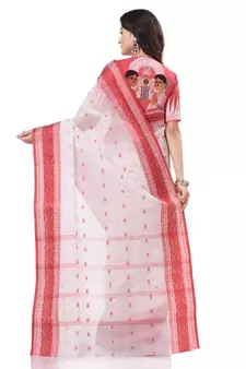 White woven cotton saree with blouse