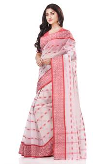 White woven cotton saree with blouse