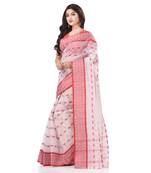 White woven cotton saree with blouse