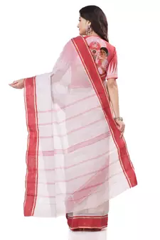 White woven cotton saree with blouse