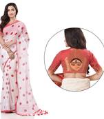 White woven cotton saree with blouse