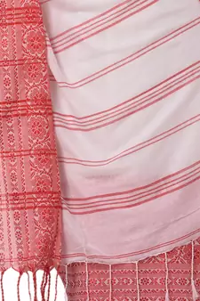 White woven cotton saree with blouse