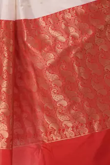 White woven art silk saree with blouse
