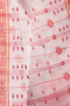 White Woven Cotton Saree Without Blouse