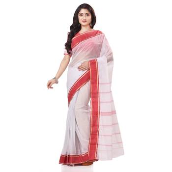White woven cotton saree  1