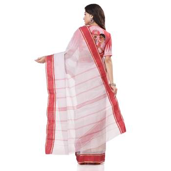 White woven cotton saree  4