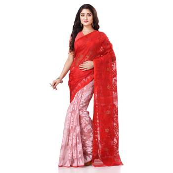 White Woven Cotton Saree Without Blouse 1