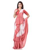 White Woven Cotton Saree Without Blouse