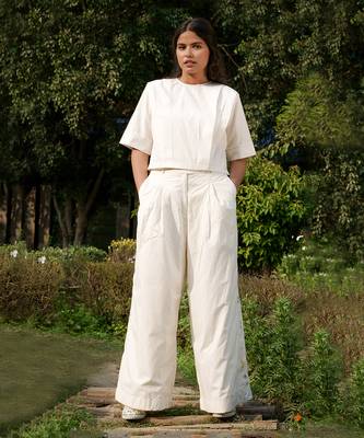 Ivory Louisa Shoulder Pleated Top 1